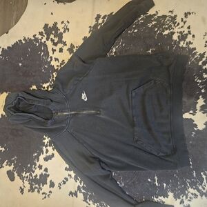 Nike Black Hoodie with Full-Length Zipper and Soft Fabric